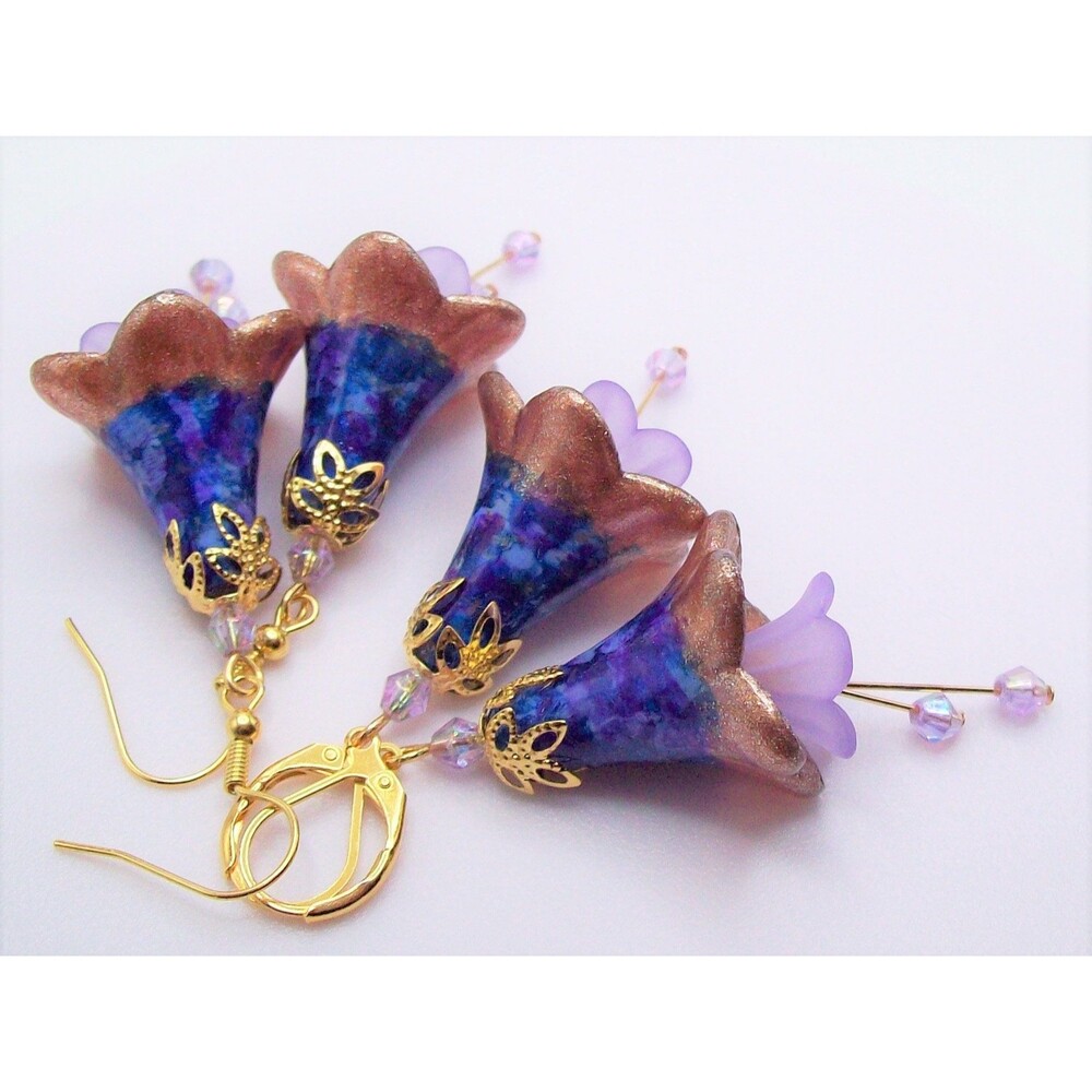 Boho Flower Earrings Dangle, Hand Painted, Flower Gifts for Her, Gift for Wife